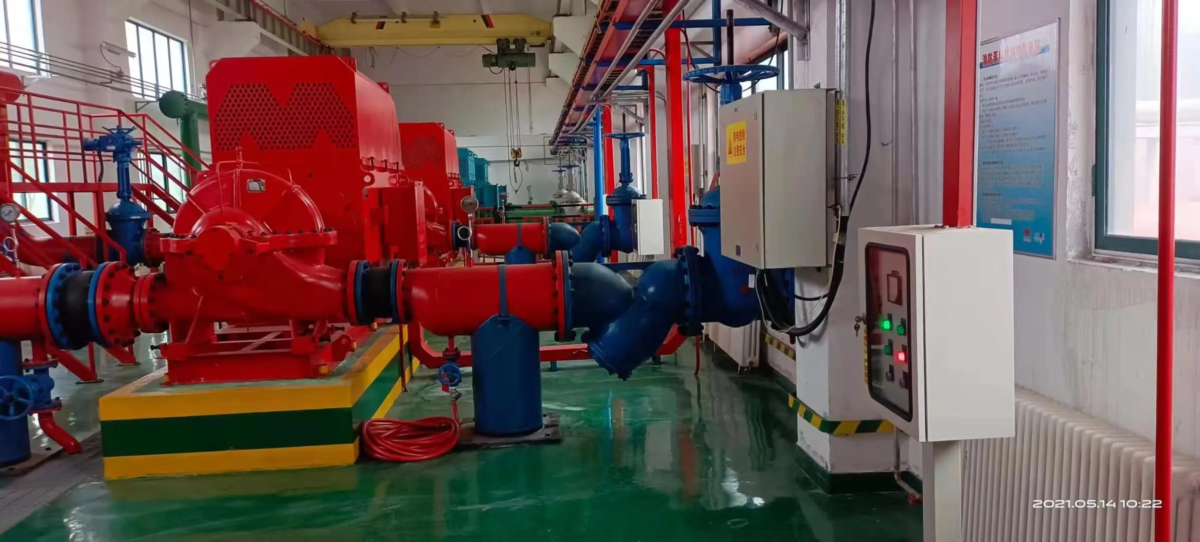 Double suction pump for water supply and HVAC High-flow circulating duty in service.