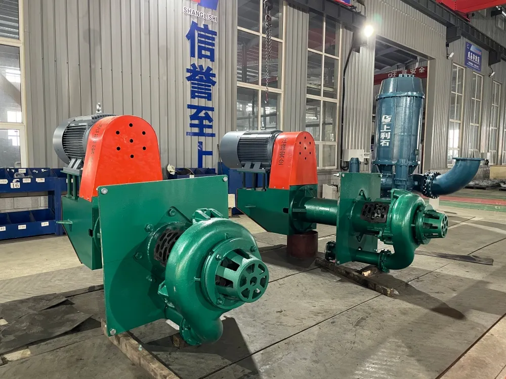 SSPR vertical sump pumps with V-belt drive and guard, ready for despatch