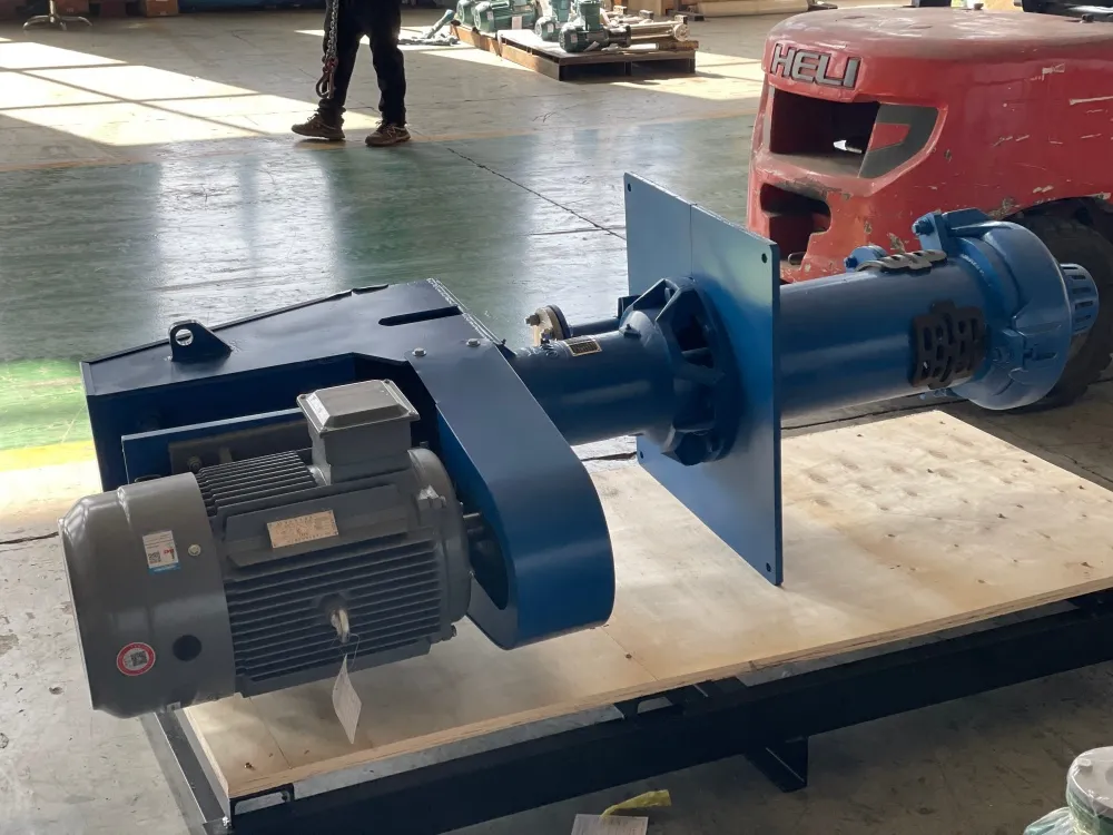 SSP vertical sump pump with drive motor on its support plate