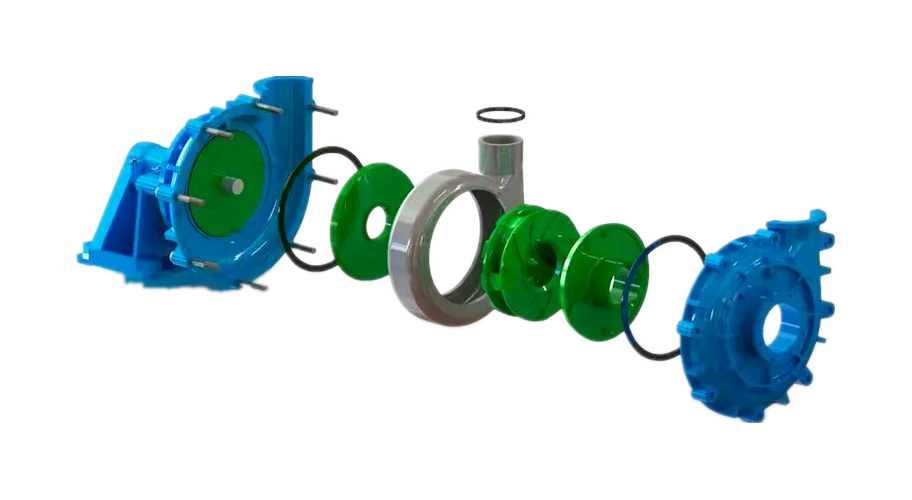 Exploded view of a slurry pump