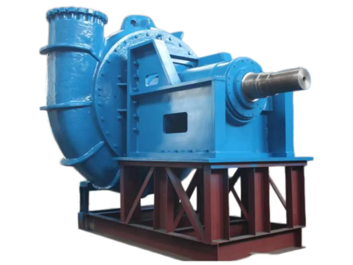 WN dredge pump and drive shaft mounted on a heavy steel frame