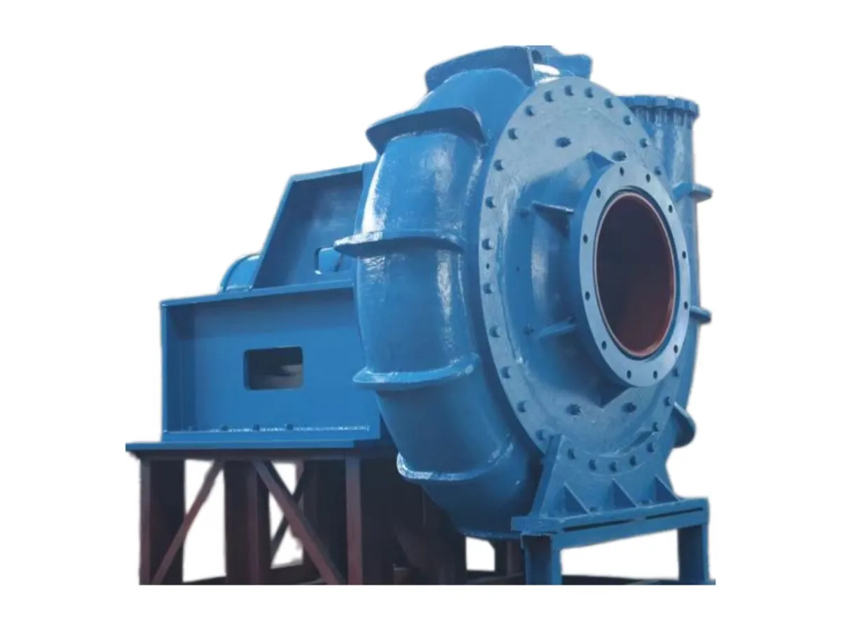 WN dredge pump on its fabricated steel frame in the workshop