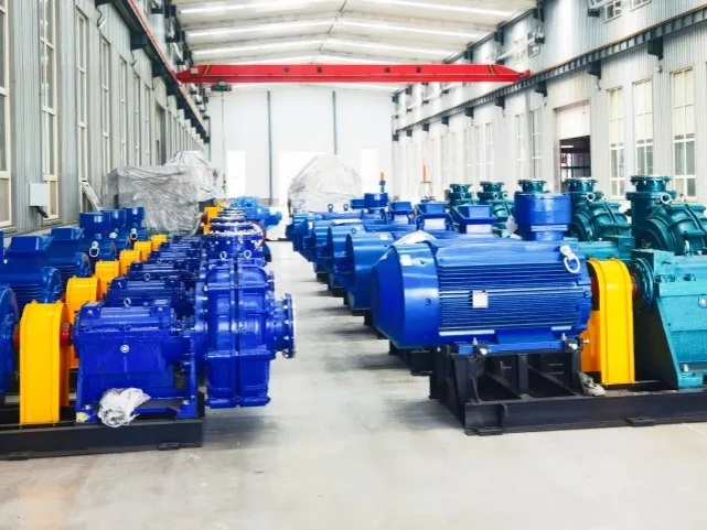 SZP-series pump sets on common baseplates in the finished-goods area