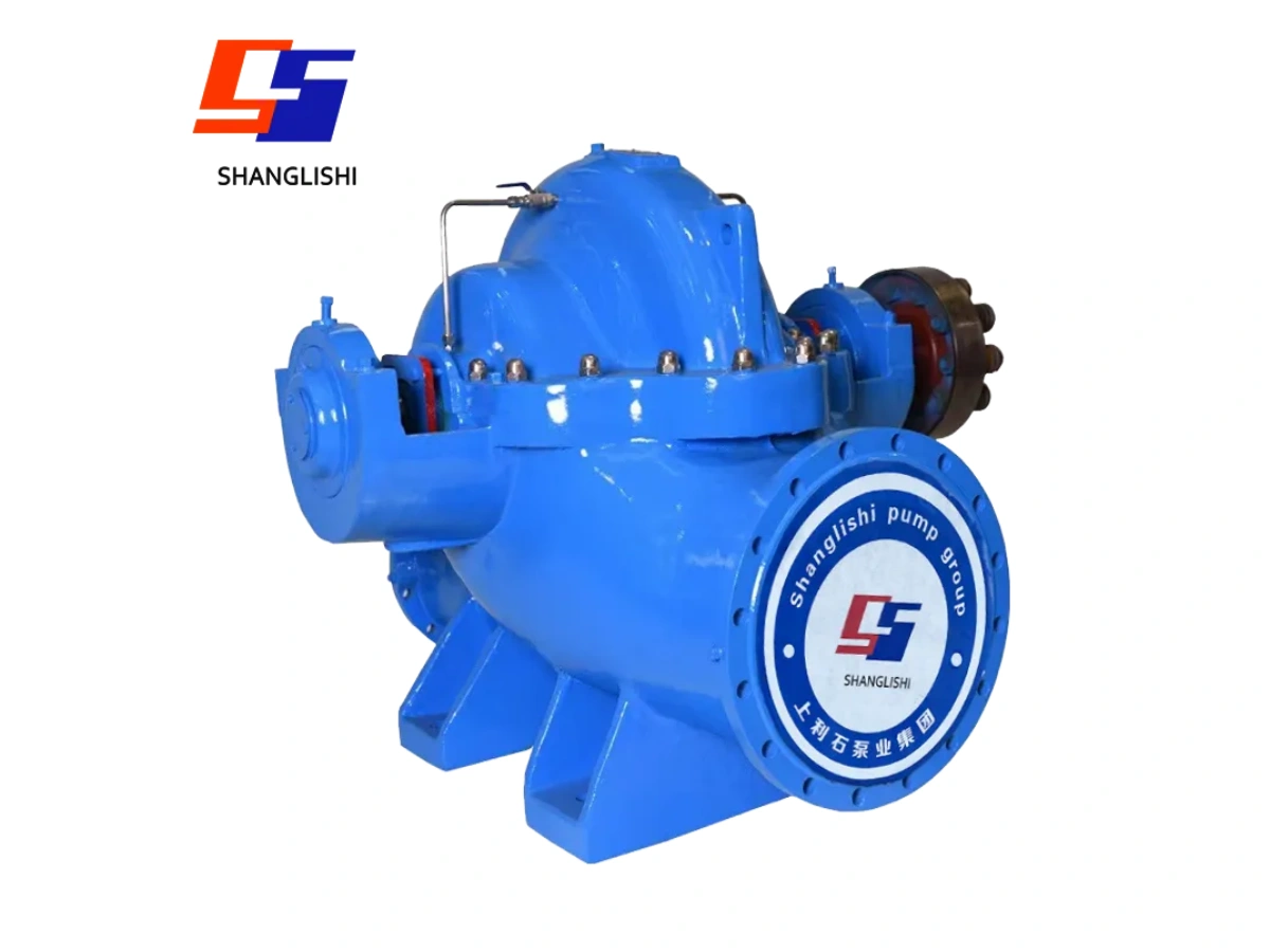 Double suction pump with split casing, on white background
